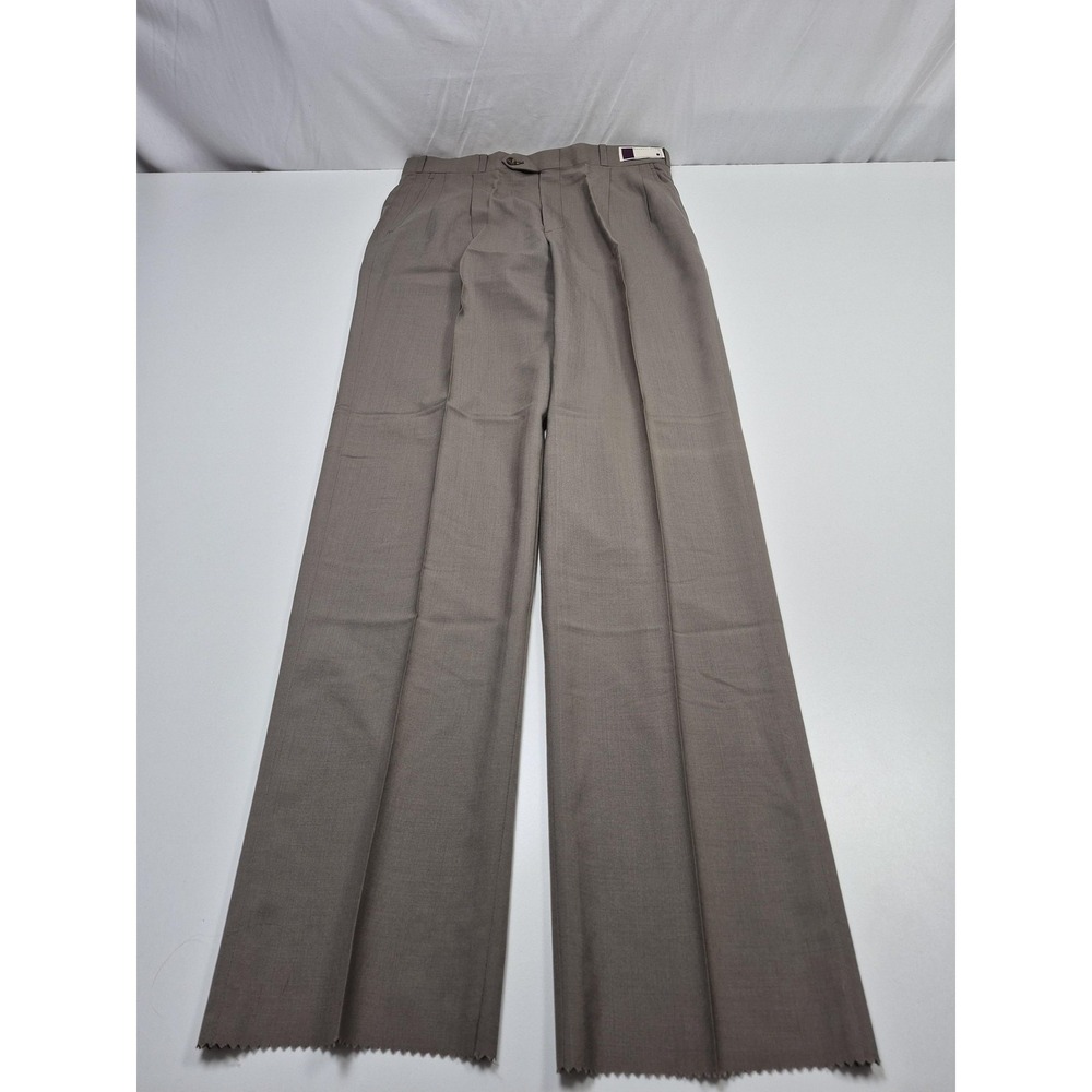 VTG Racquet Club Dress Pants Mens 34x36 Brown Wool Pleated Unhemmed USA NWT